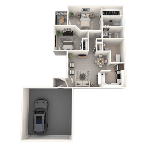 2 bedroom apartments in Novi, MI | Floor plan at River Oaks West Apartments in Novi, MI 48375